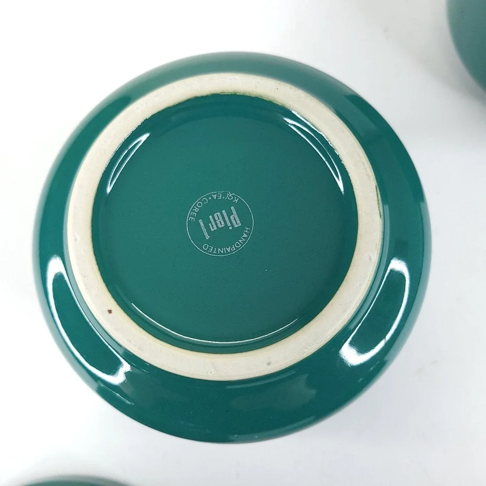 4x Pier 1 Imports Green Glazed Bowls Korea Small Rice or Dessert Replacement